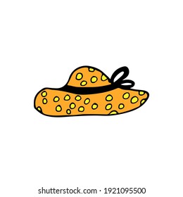 Colorful doodle woman's hat illustration in vector. Colorful woman's hat icon in vector.