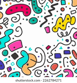Fondo De Doodles Coloridos. Arte vectorial hecho a mano.