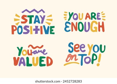 Colorful doodles motivational quotes lettering style