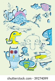 Colorful Doodles Set (hand drawn vector)
