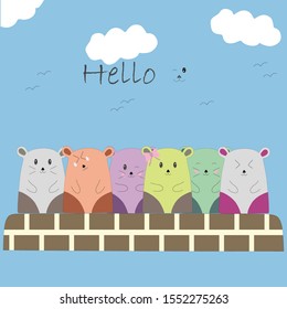 colorful doodles standing behind a wall