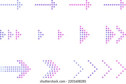 colorful dot arrow icon set