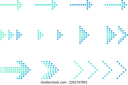 colorful dot arrow icon set