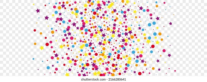 Colorful Dot Background Transparent Vector. Polka New Design. Rainbow Celebration. Multicolored Confetti Fete. Circle Gift Card.
