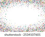 Colorful Dot Background White Vector. Confetti Happy Card. Bright Graphic. Multicolored Geometric Fete. Polka Fiesta Template.