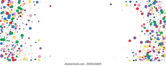 Colorful Dot Background White Vector. Circle Parade Design. Bright Festive. Multicolored Round Decoration. Confetti Congratulation Illustration.