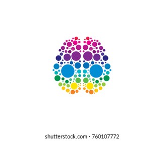 Colorful Dot Brain Icon Logo Design Element