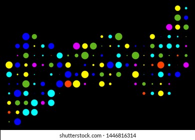 Colorful dot bubbles vector isolated in black background. Dot bubbles abstract background. Usable for design background - Vector Illustration