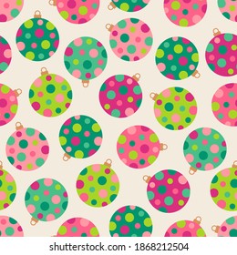 Colorful dot christmas balls seamless pattern.