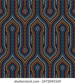 Colorful dot ethnic geometric design. Seamless repeating pattern. 