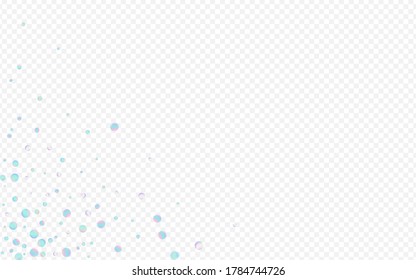 Colorful Dot Falling Festive Transparent Background. Colored Independence Polka Texture. Vector Background. Hologram Carnaval Pattern.