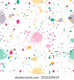 Colorful dot modern abstract print. Creative collage seamless pattern design Ink Polka Doodle. Fun Watercolor Rounds Pattern.