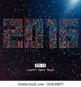 Colorful dots "2016" font design composition can be used to cover the annual New Year's design.