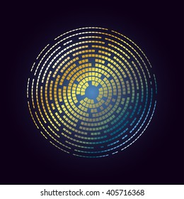 Colorful dots are arranged in a circle. Abstract colorful background. Vector illustration.