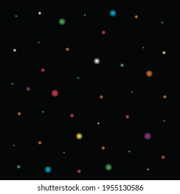 Colorful dots background. Pattern of galaxies and stars.