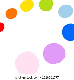 Colorful dots hand drawn background rainbow style minimalism