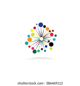 Colorful Dots And Lines As Circle - Vector Logo Icon