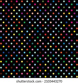 Colorful dots on black background. Vector