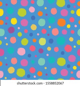 Colorful Dots On Blue Background In Seamless Surface Pattern
