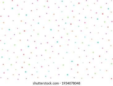 Colorful dots on white background.