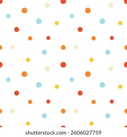 Colorful dots on white background. Basic seamless pattern.
