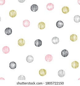 Colorful dots seamless pattern. Baby girl background. Vector illustration.