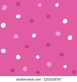 Colorful dots seamless pattern in flat style. Vector illustration isolated on pink background.