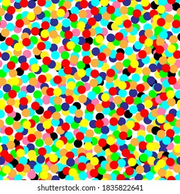 Colorful dots seamless pattern. Small bright multi-colored polka dots on a white background. baby drawing, scrapbook, wrapping paper, baby shower or party design.