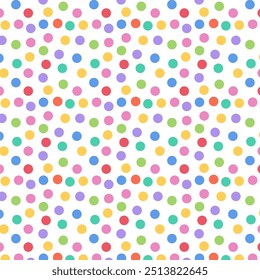 Colorful dots seamless pattern.Polka dot repeat pattern isolated on white.Vector graphic background wallpaper.