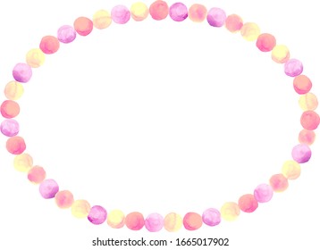 colorful dots spring frame,pink and yellow and peach and apricot