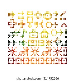 Colorful dots symbols. Set of vector mosaic dotted ornament. Dotted pattern. Ornament of colored dots.