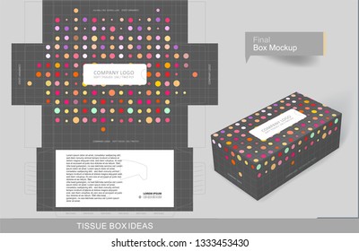 Colorful dots tissue box concept, template for business purpose, place your text and Logos and ready to go for print