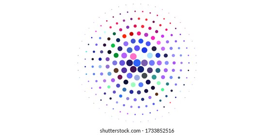 Fondo Dotado colorido con círculos, puntos, diferente tamaño, escala. Patrón de semitono. Elemento de diseño para banners web, carteles, tarjetas, fondos de pantalla, sitios web, paneles. Ilustración del vector