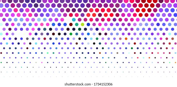 Fondo Dotado colorido con círculos, puntos, diferente tamaño, escala. Patrón de semitono. Elemento de diseño para banners web, carteles, tarjetas, fondos de pantalla, sitios web, paneles. Ilustración del vector