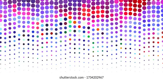 Farbiger gepunkteter Hintergrund mit Kreisen, Punkten, verschiedener Größe, Skala. Halftone Muster. Designelement für Webbanner, Poster, Karten, Wallpaper, Seiten, Panels. Vektor-Abbildung