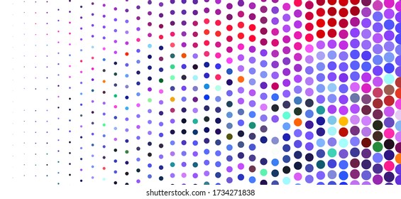 Colorful Dotted background with circles, dots, point different size, scale. Halftone pattern. Design element for web banners, posters, cards, wallpapers, sites, panels. Vector illustration