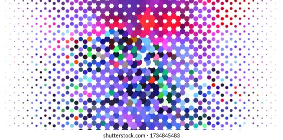 Fondo Dotado colorido con círculos, puntos, diferente tamaño, escala. Patrón de semitono. Elemento de diseño para banners web, carteles, tarjetas, fondos de pantalla, sitios web, paneles. Ilustración del vector
