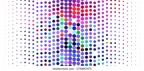 Fondo Dotado colorido con círculos, puntos, diferente tamaño, escala. Patrón de semitono. Elemento de diseño para banners web, carteles, tarjetas, fondos de pantalla, sitios web, paneles. Ilustración del vector