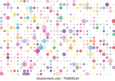 Colorful dotted background with circles, dots, point different size, scale Confetti pattern. Design element for web banners, posters, cards, wallpapers, sites Vector illustrtion  