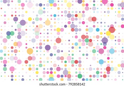 Colorful dotted background with circles, dots, point different size, scale Confetti pattern. Design element for web banners, posters, cards, wallpapers, sites Vector illustrtion  