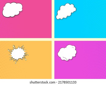 Colorful Dotted Background With Empty Cloud Frame.