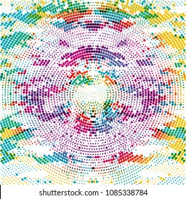 Colorful dotted circle lines, abstract background.