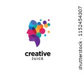 Colorful dotted circles human head logo for creative