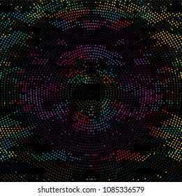 Colorful dotted circular lines background.