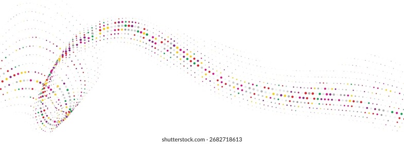Colorful dotted curved loop wave abstract background for textile, wallpaper, wrapping, branding, poster, website, motion graphics, fabric, craft, print, digital art
