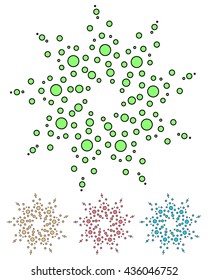 Colorful dotted elements, abstract illustration. Set of 4 colors with black outlines