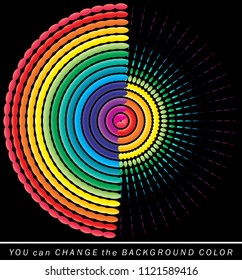 Colorful dotted lines, abstract circle rounded shapes vector illustration.