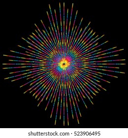 Colorful dotted lines, abstract vector background.