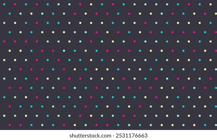 Padrão colorido pontilhado com pontos redondos em um layout repetido. Ideal para a criação de fundos abstratos, tecidos sem costura e papéis de parede geométricos.