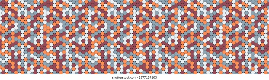 Colorful dotted pattern featuring round spots in a repeating layout. Ideal for creating abstract backgrounds, seamless textiles, and geometric wallpapers.